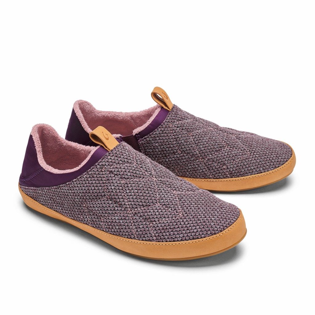 Olukai Women's Lania Kilohana Slipper - Grape Wine / Golden Sand US625-840